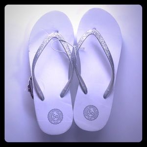 SO White Wedge Sandals